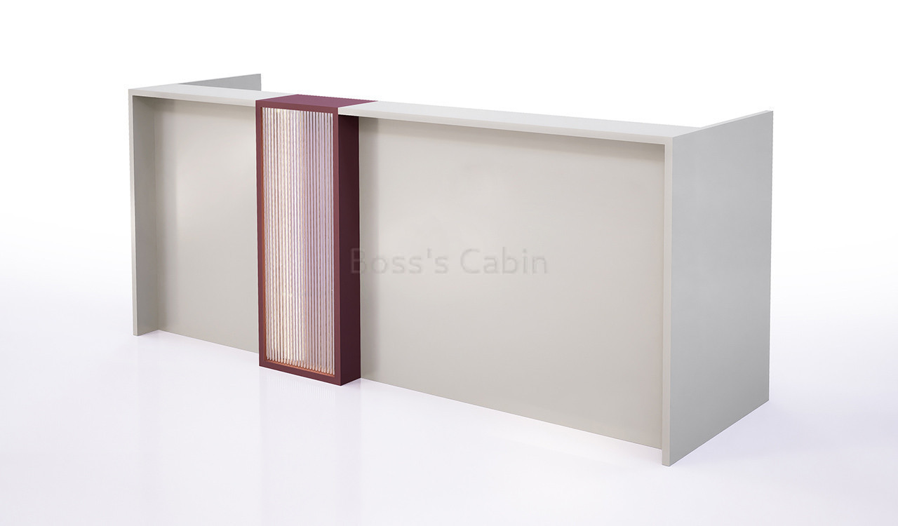 ‘Orion’ 8 Feet Reception Desk In Seagull Gray & Canyon Red Finish