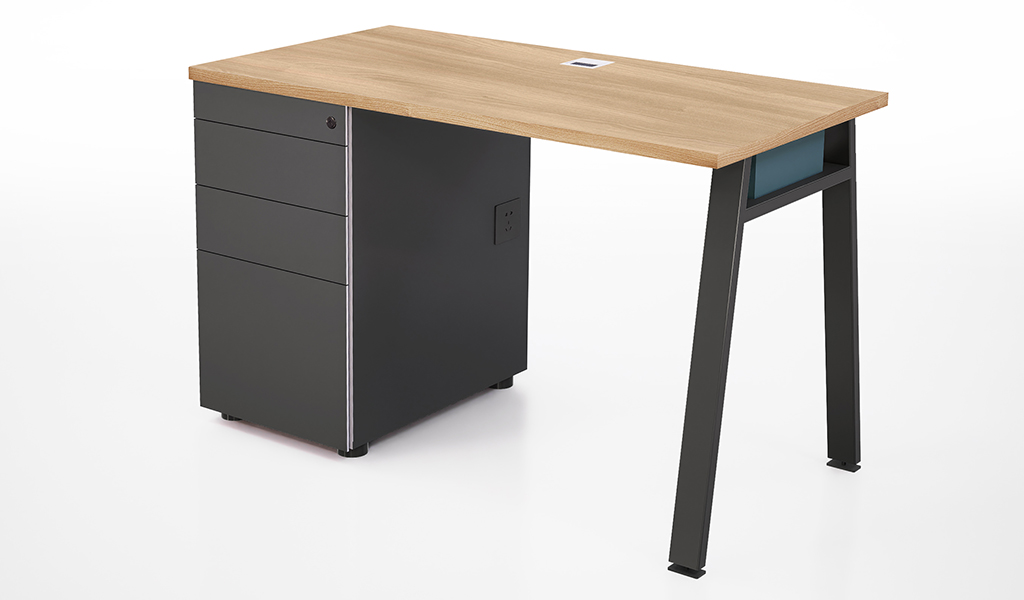 ‘Spiro’ One Seater Workstation In Light Oak Finish
