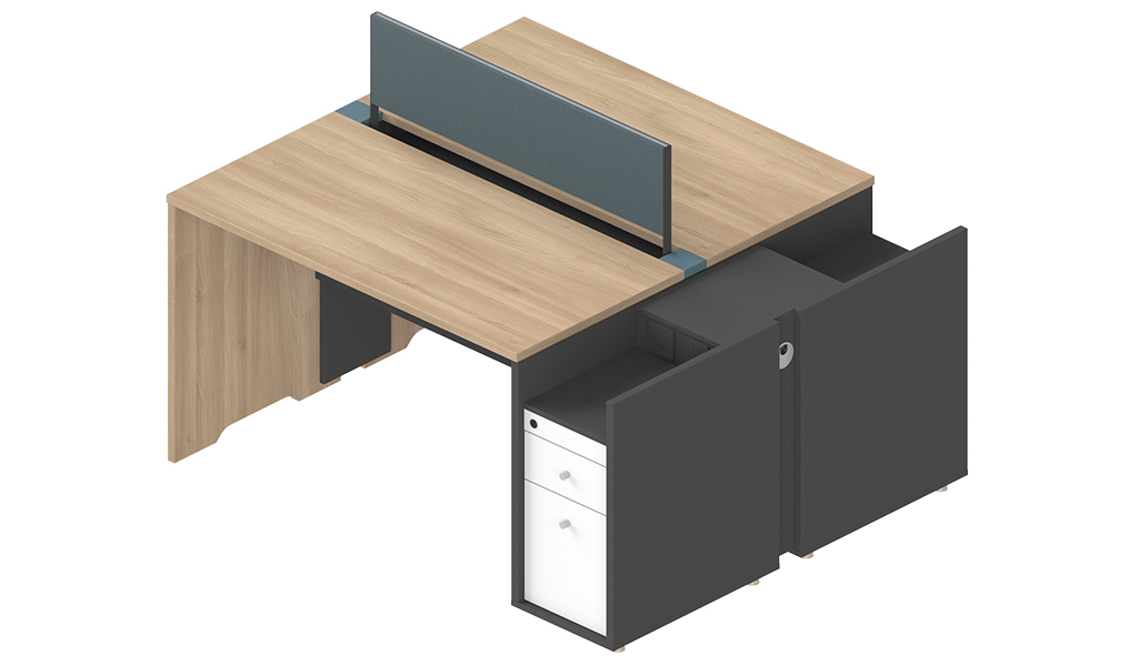 ‘Spiro’ Two Seater Workstation In Light Oak Finish