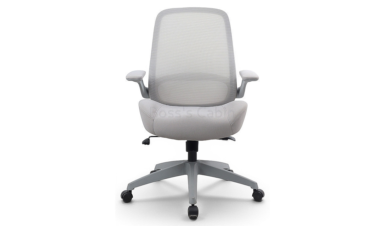 ‘Snow’ Medium Back Chair With 3D Armrests and Gray Frame