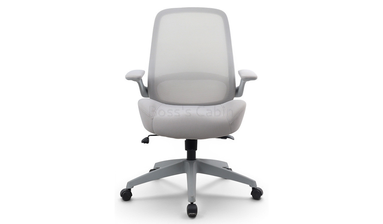‘Snow’ Medium Back Chair With 3D Armrests and Gray Frame