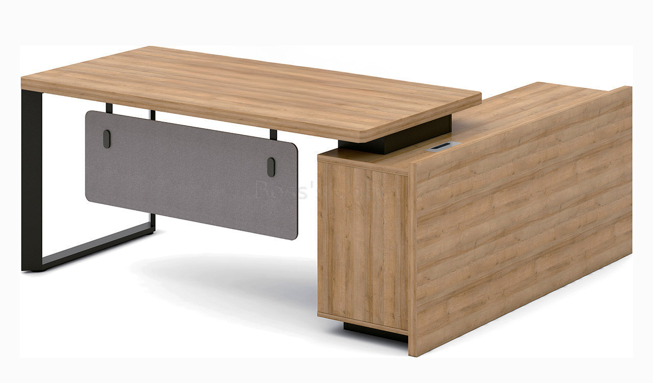‘Quin’ 5 Feet Office Desk With Side Cabinet in Kaldi Oak