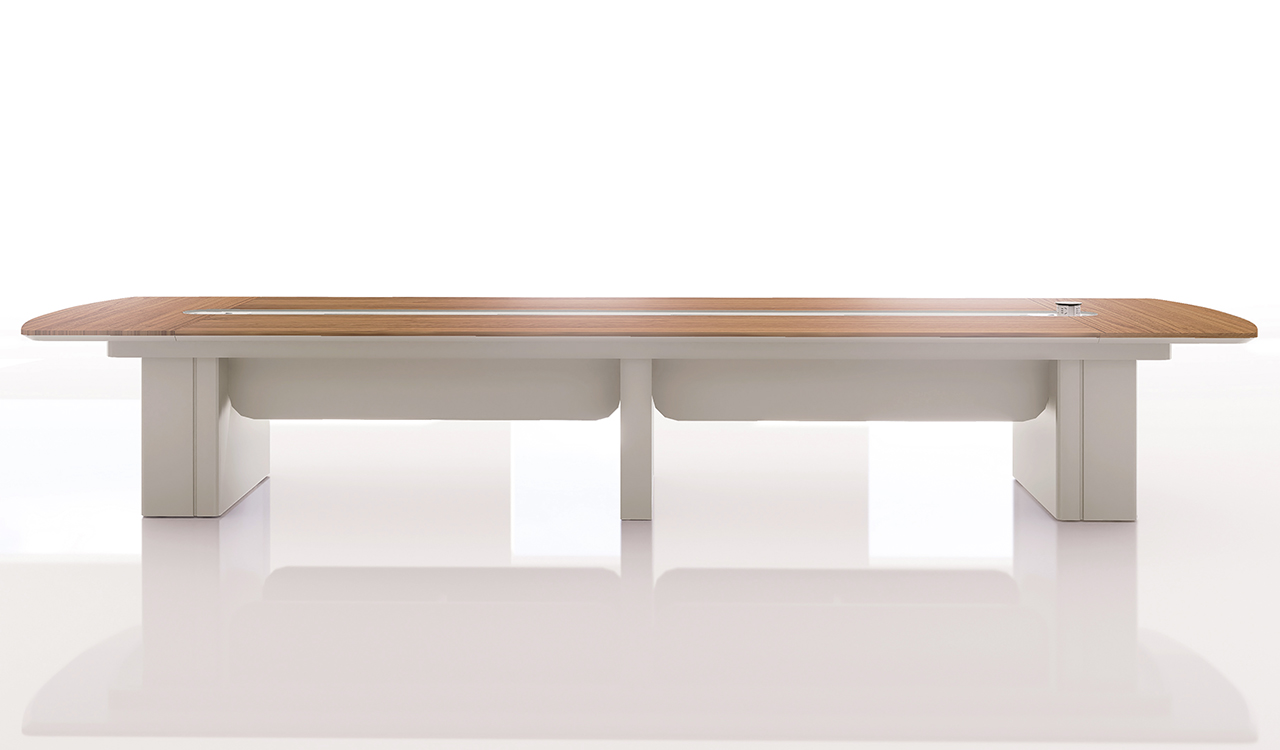 ‘Swan Neo’ 16 Feet Meeting Table In Golden Sandal Wood Finish
