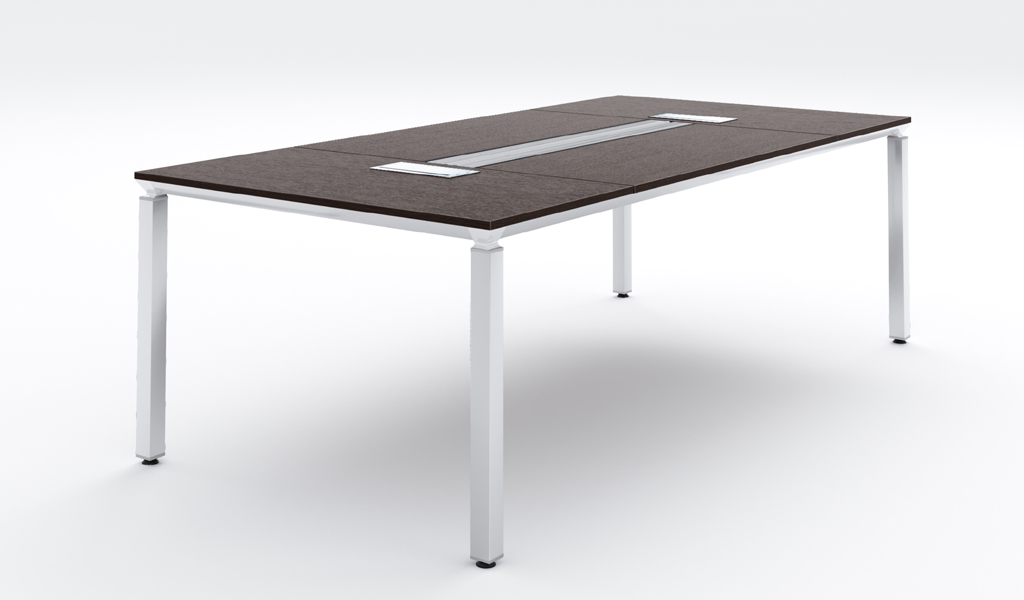‘Eazy’ 8 Ft Dark Oak Veneer Conference Table With Wire Management