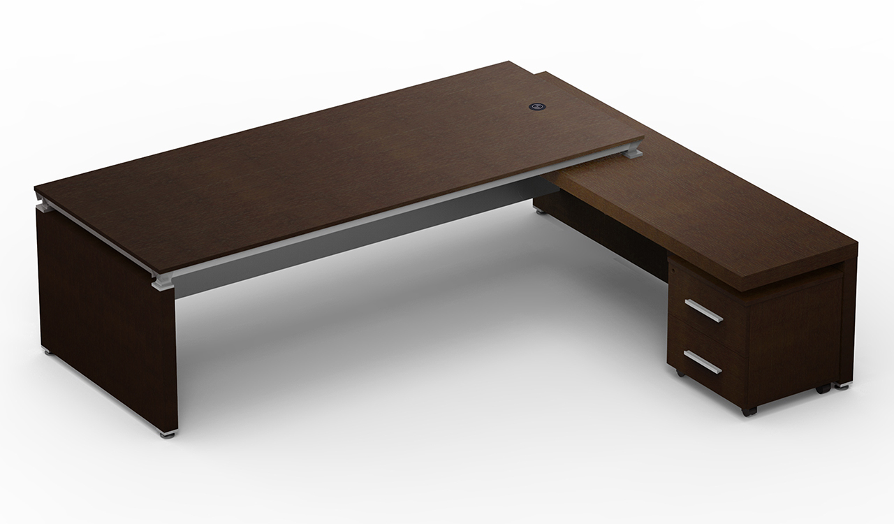 ‘Eazy’ 8 Feet Executive Desk In Dark Oak Veneer