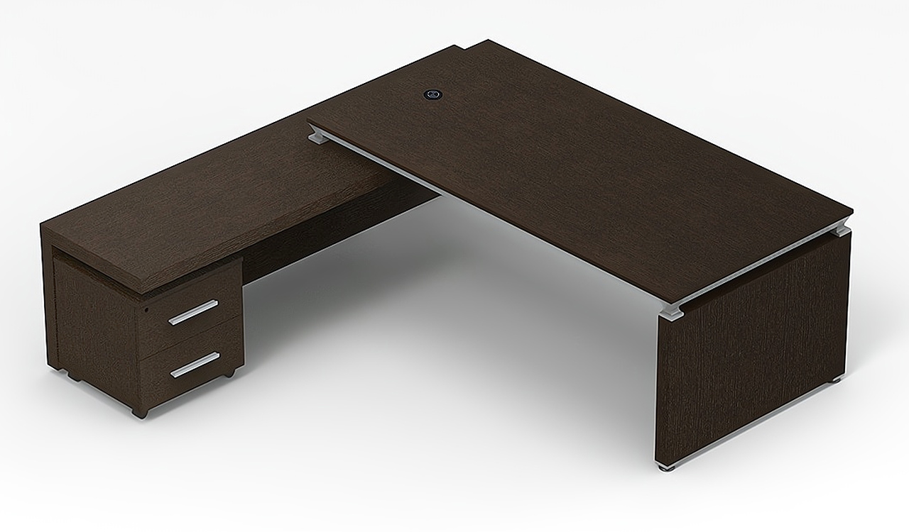 ‘Eazy’ 6.5 Feet Office Desk In Dark Oak Veneer