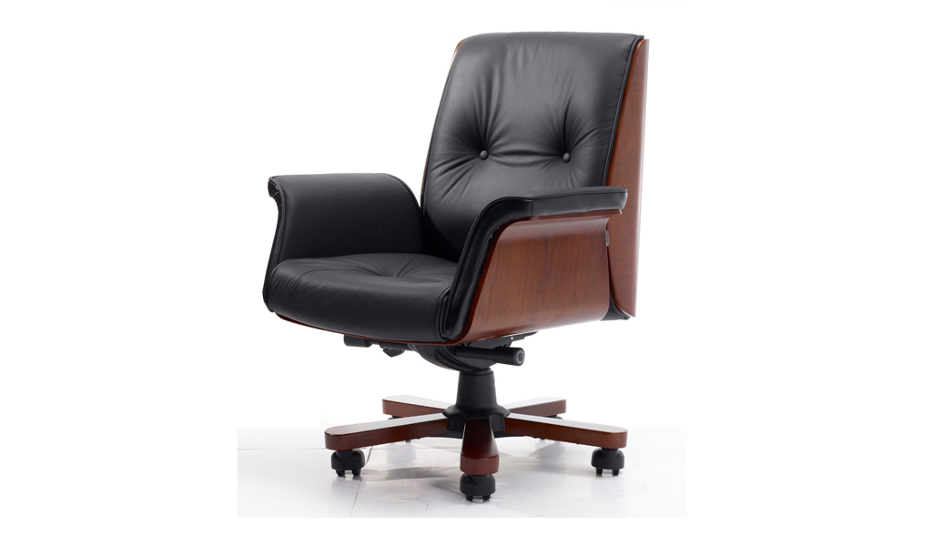 ‘Imperial’ Medium Back Chesterfield Office Chair In Black Leather