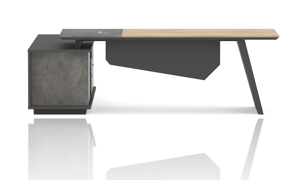 ‘Spiro’ 6.5 Feet Office Desk In Light Oak & Rock Gray Laminate