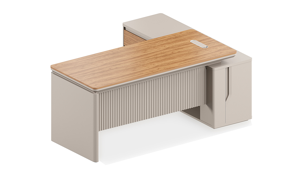 ‘Swan’ 6 Feet Office Desk In Golden Sandal Wood Finish