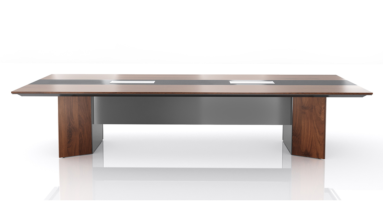 ‘Maxima’ 12 Feet Meeting Table in Felix Walnut & Leather