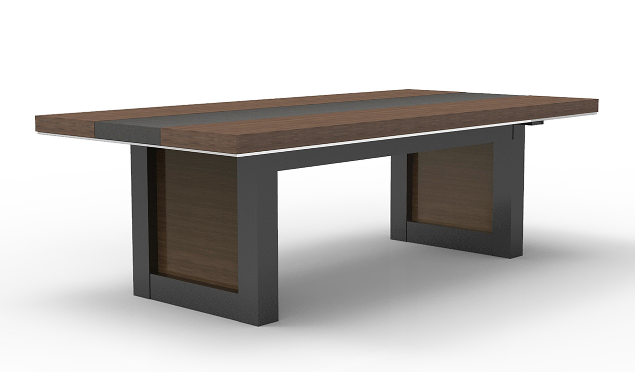 ‘Lexon’ 8 Feet Meeting Table In Walnut Veneer & Leather Finish