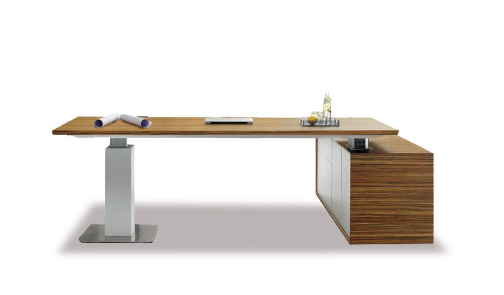 ‘iWork’ 7 Feet Desk In Zebra Veneer With Motorized Height Adjustment