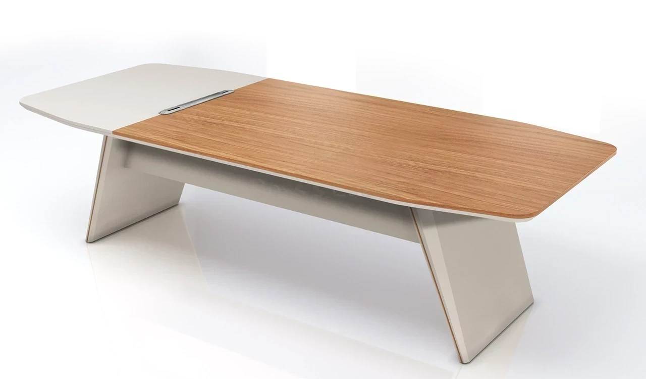 ‘Swan’ 9 Feet Meeting Table In Golden Sandal Wood Finish