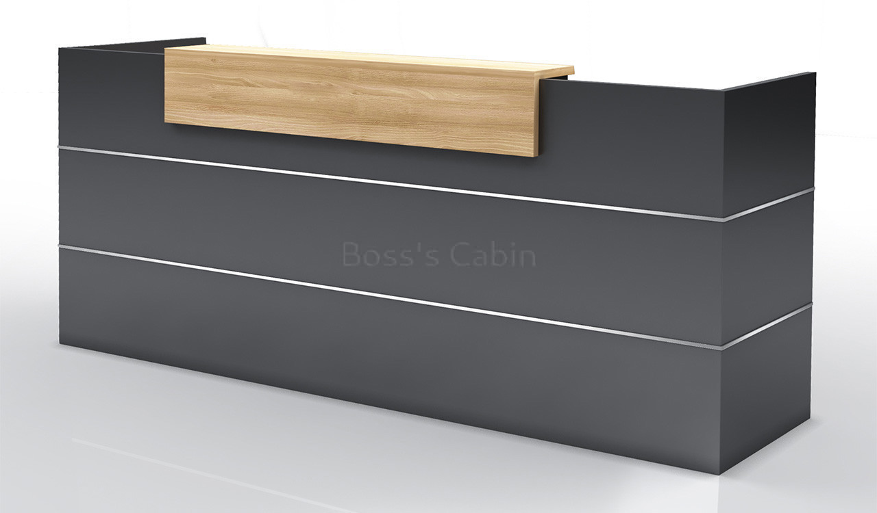 ‘Walter’ 8 Feet Reception Desk In Carbon Gray & Light Oak
