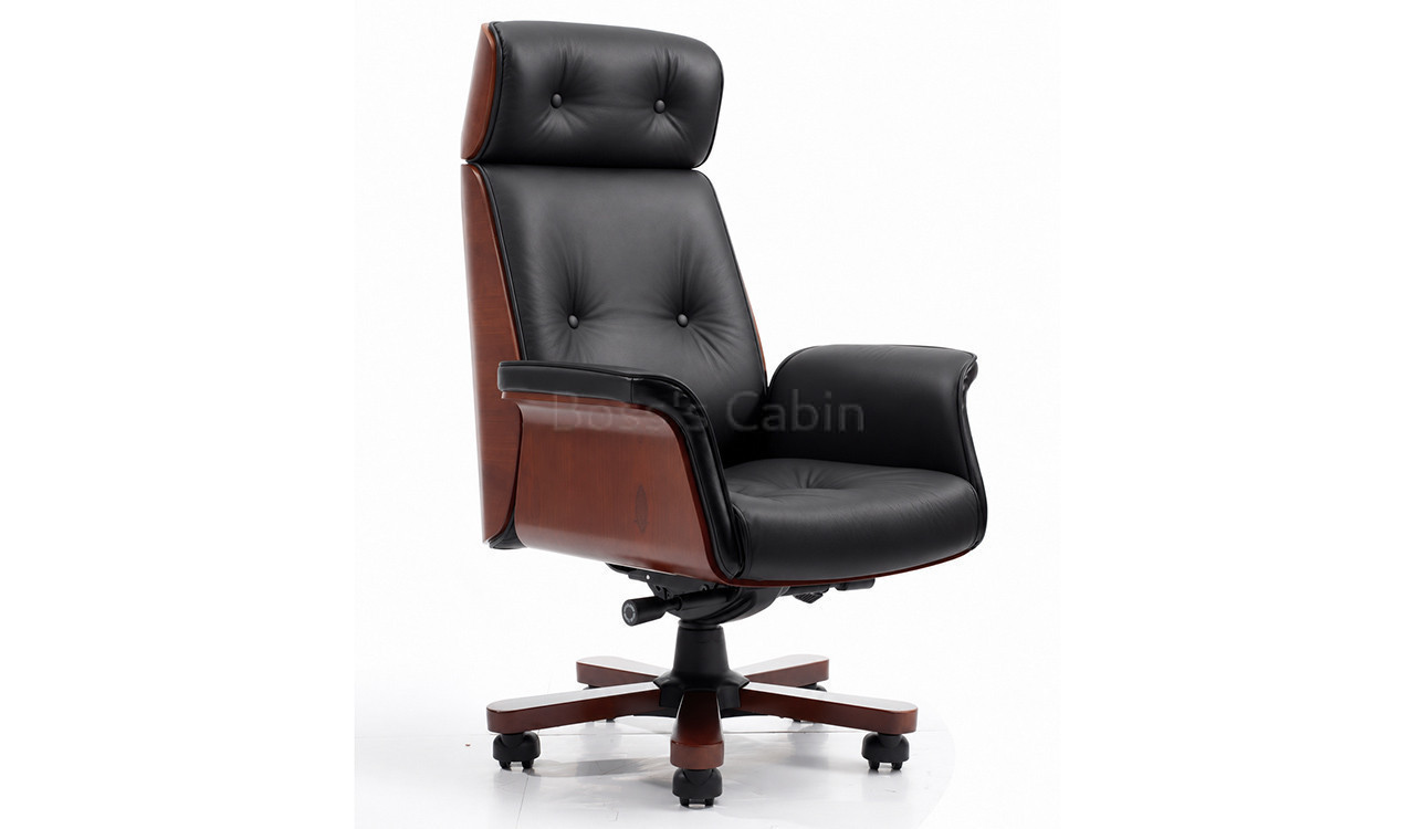 ‘Imperial’ High Back Chesterfield Office Chair In Black Leather