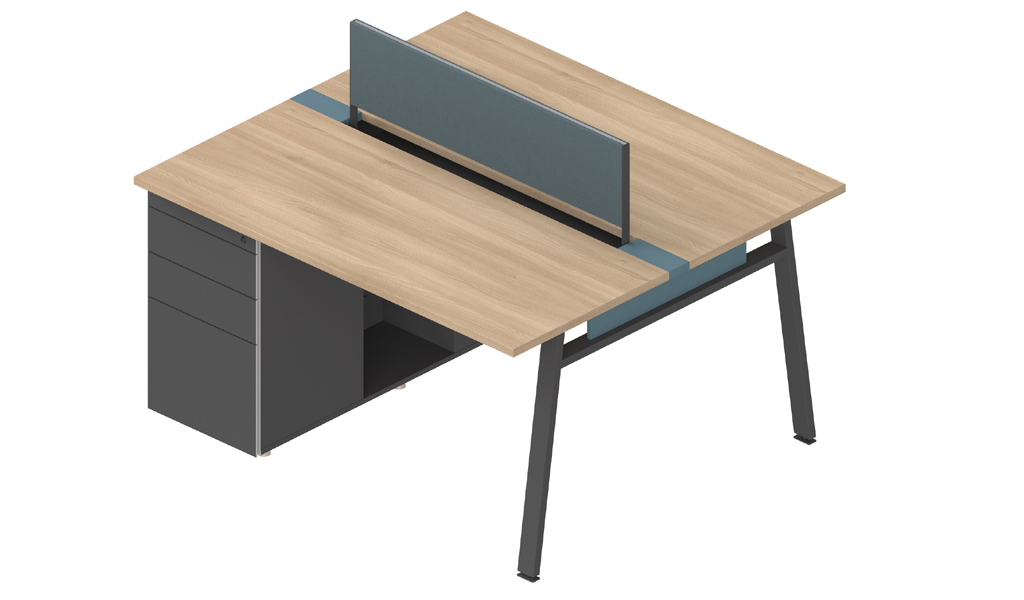 ‘Spiro’ Two Seater Modular Workstation System In Light Oak