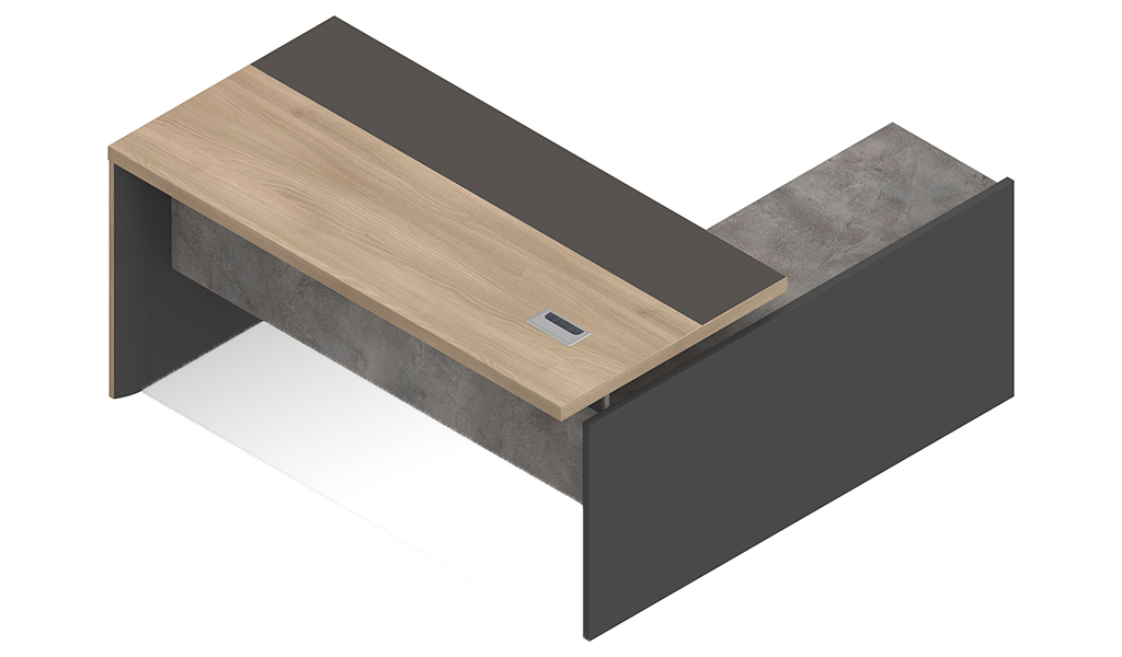‘Spiro’ 5 Feet Office Desk In Light Oak & Rock Gray Laminate