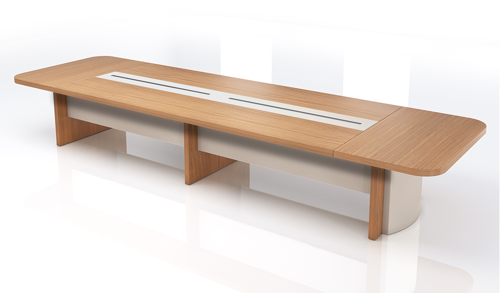 ‘Swan’ 16 Feet Meeting Table In Golden Sandal Wood Finish