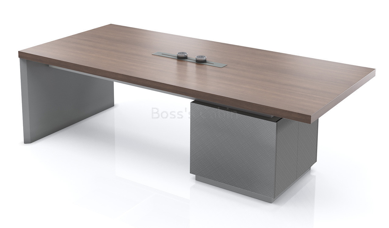 ‘Nexa’ 8 Feet Meeting Table In Pari Walnut and Advanced Gray