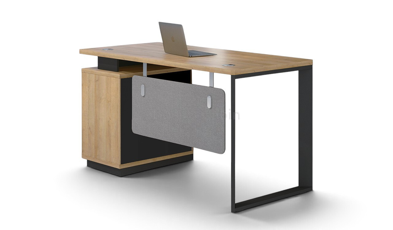 ‘Quin’ 4.5 Feet Office Desk With Drawers In Kaldi Oak Finish