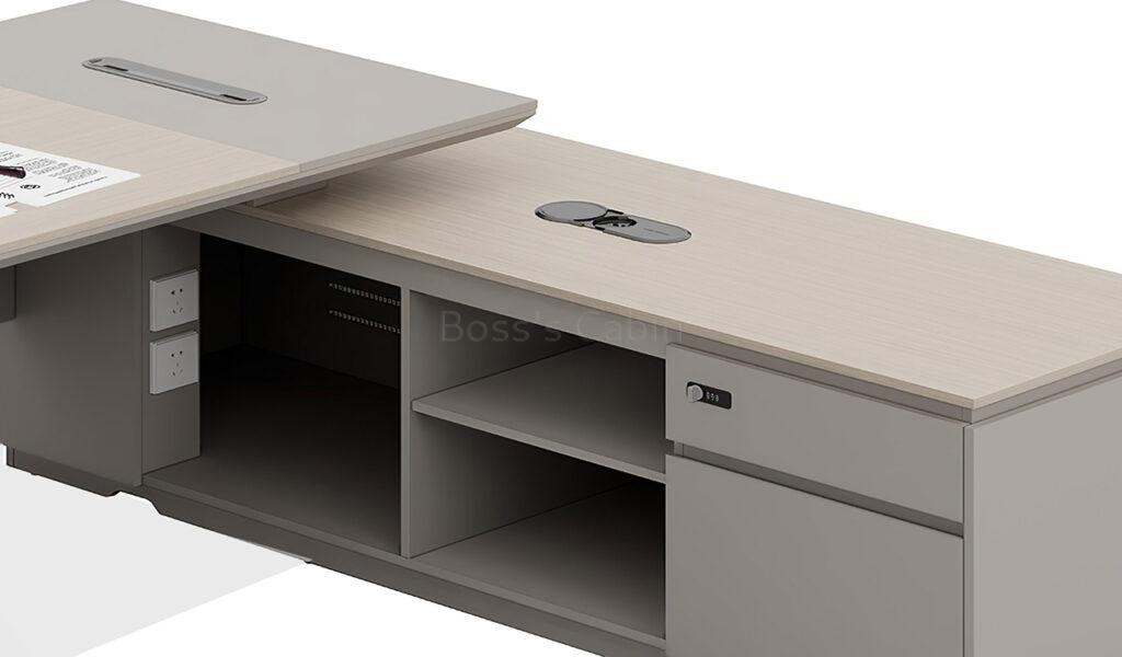 Lucira 8 Ft Office Desk In White Oak & Gray Finish: Boss's Cabin