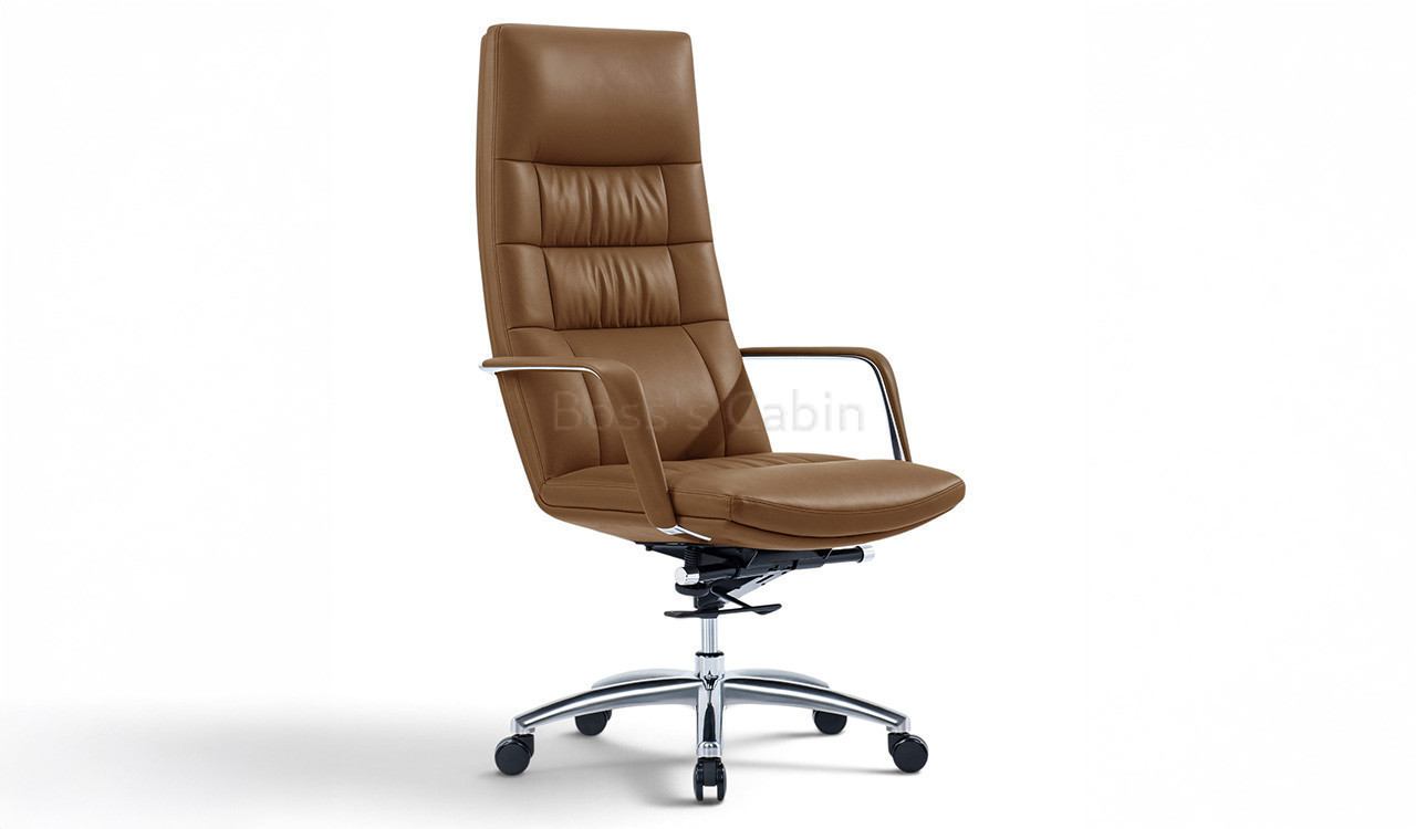 ‘Sigma’ High Back Office Chair In Brown PU Leather