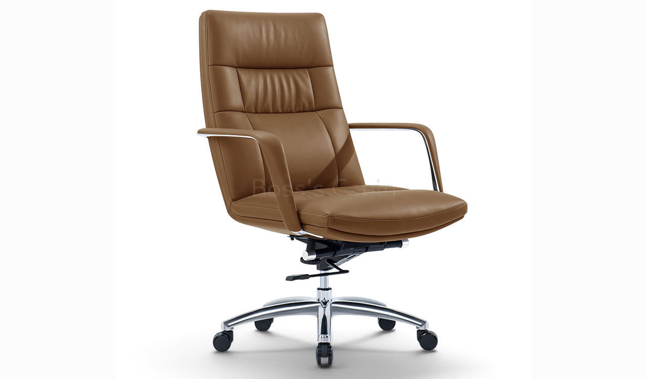 ‘Sigma’ Medium Back Office Chair In Brown PU Leather