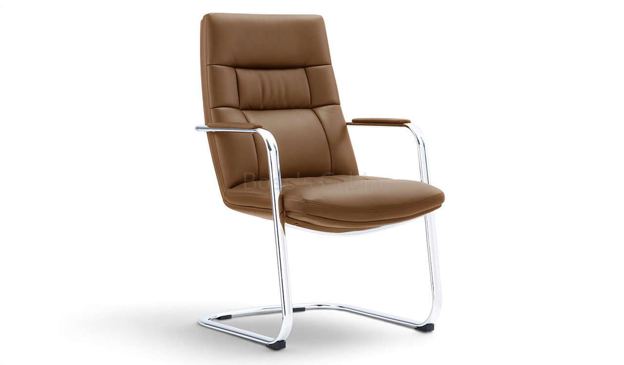 ‘Sigma’ Fixed Base Visitor Chair In Brown PU Leather