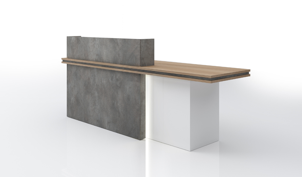 ‘Spiro’ 8 Feet Reception Desk In Light Oak & Rock Gray Finish