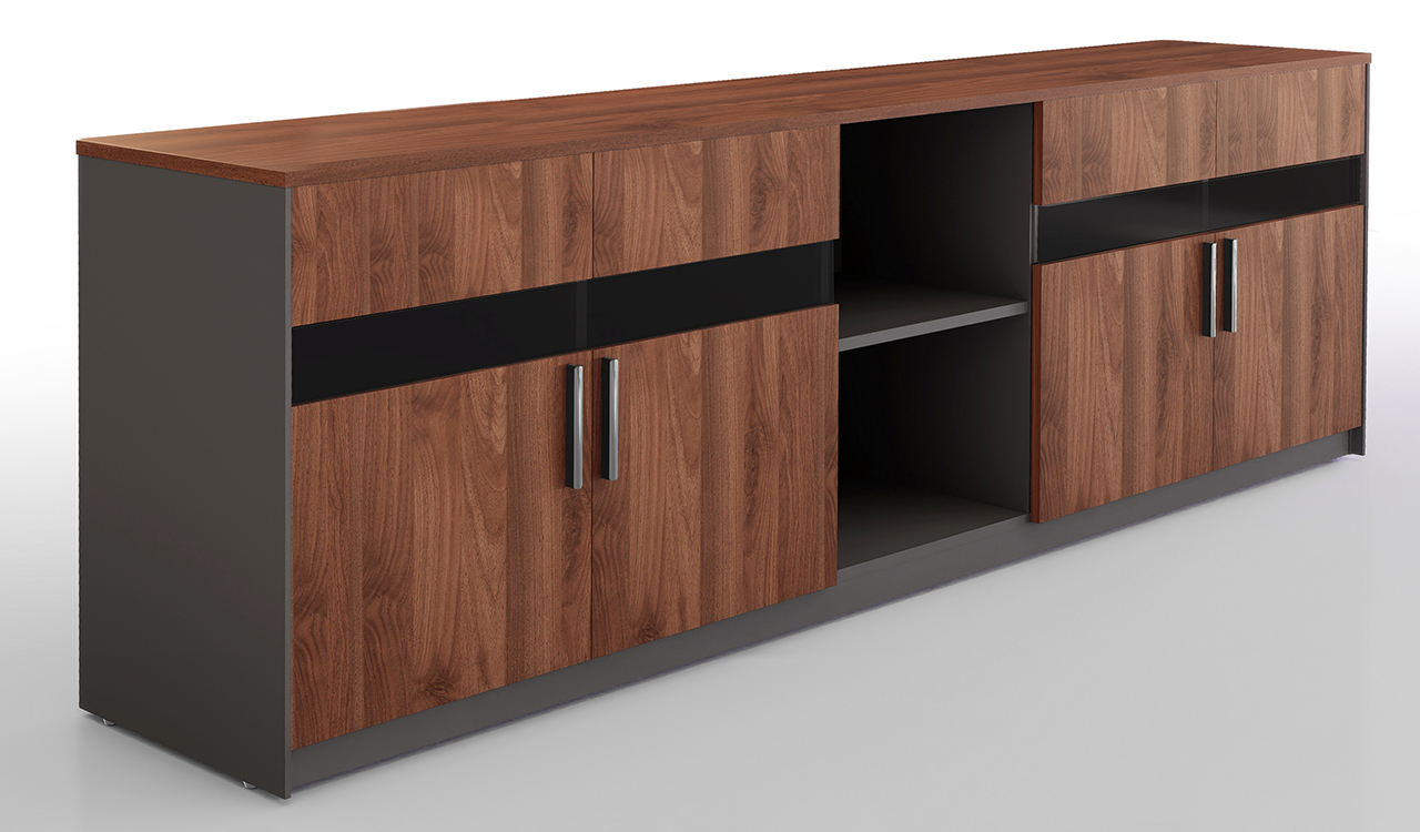 ‘Maxima’ 8 Feet Office Credenza in Felix Walnut Laminate