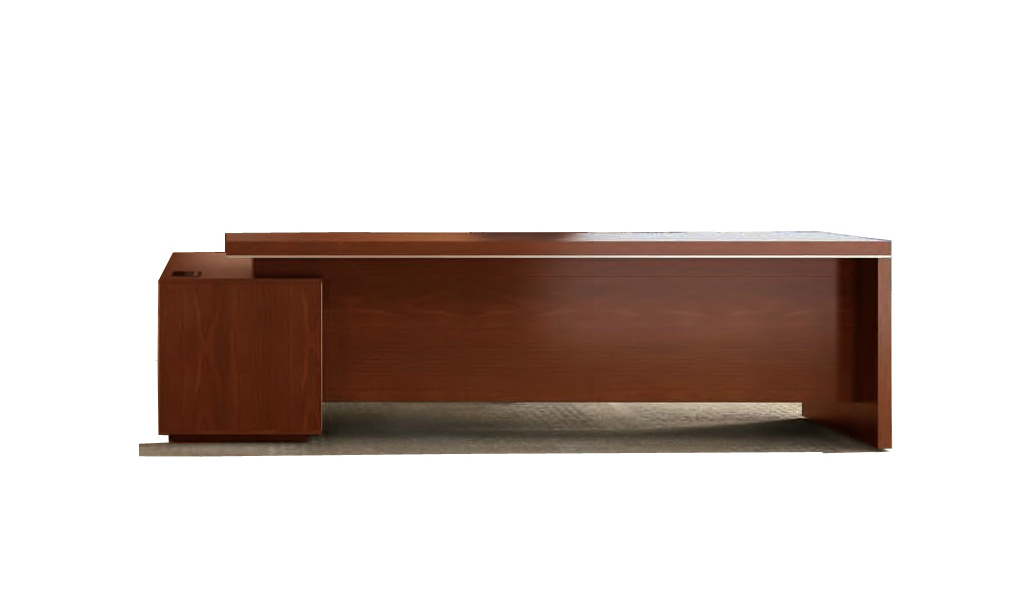 ‘Dx’ 8 Feet Office Table With Side Cabinet In Sapele Laminate