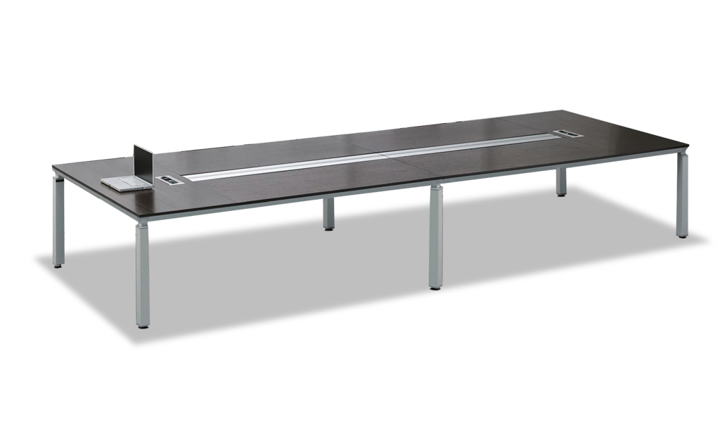 ‘Eazy’ 20 Feet Conference Table In Dark Oak Veneer With Wire Management