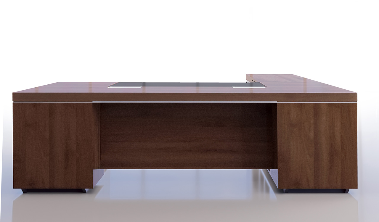 ‘Lexon’ 8 Feet Office Table With Side Return In Walnut Veneer