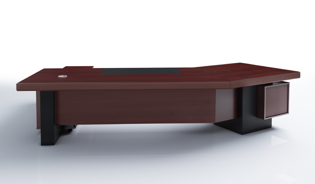 ‘Metro’ 9 Feet Curved Top Office Table In Sapele Veneer Finish