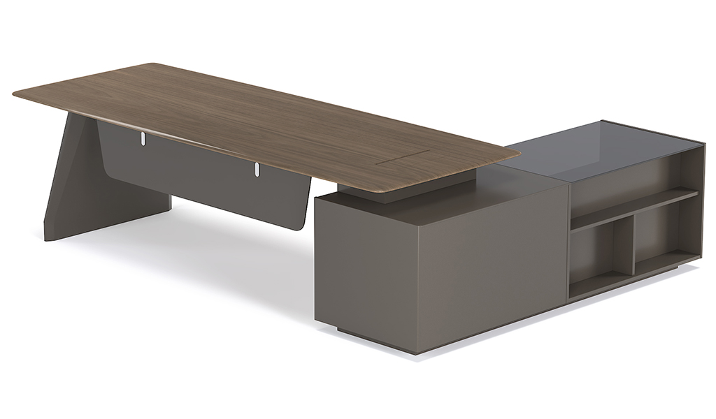 ‘Varna’ 8.5 Feet Office Table in Black American Walnut Veneer