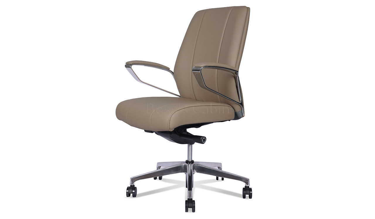 ‘Calm’ Medium Back Chair In Dark Latte Artificial Leather