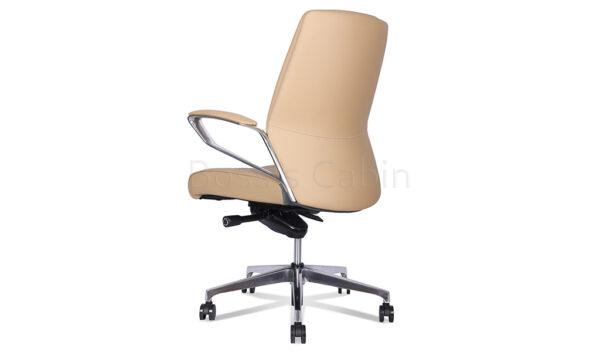 Calm Mid Back Office Chair In Latte Brown Leather: BossesCabin