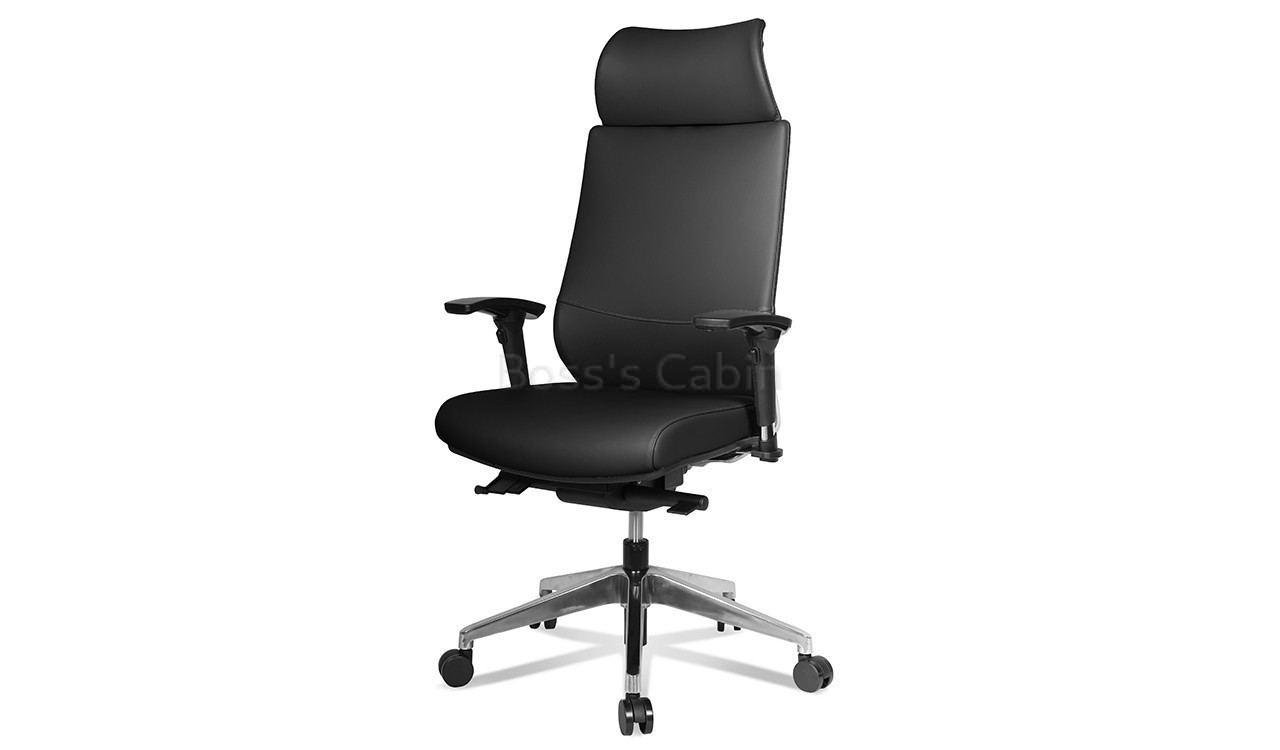 ‘Vertu’ High Back Office Chair In Black Leather Upholstery