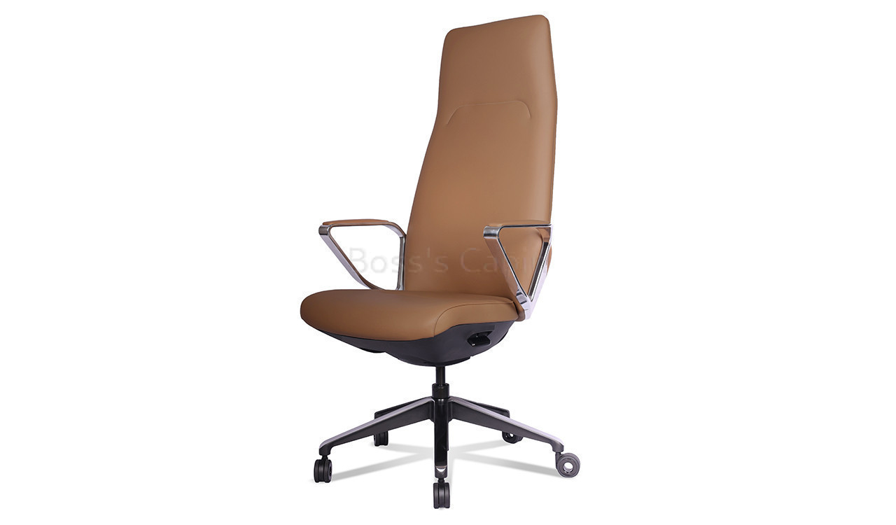 ‘Atlas’ High back Luxury Chair In Coffee Brown Nappa Leather