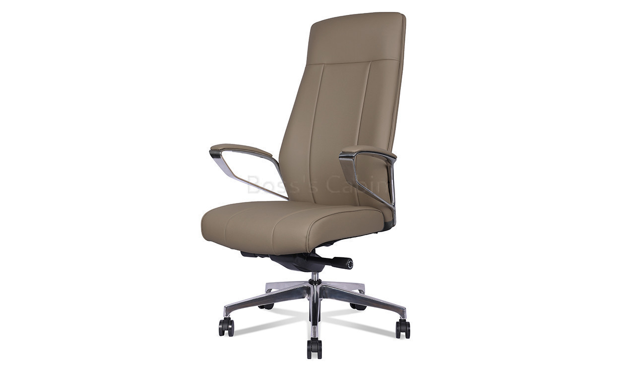 ‘Calm’ High Back Office Chair In Dark Latte Artificial Leather