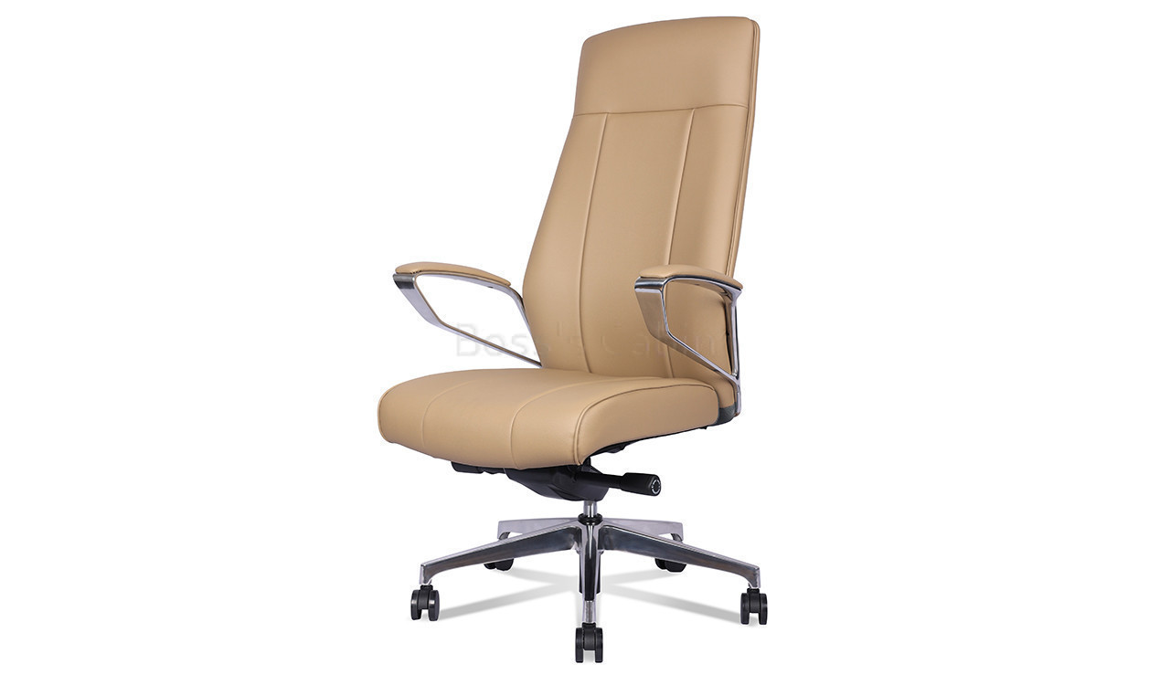 ‘Calm’ High Back Office Chair In Latte Brown Artificial Leather