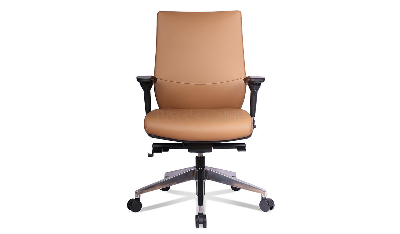 ‘Vertu’ Medium Back Chair In Coffee Brown Nappa Leather