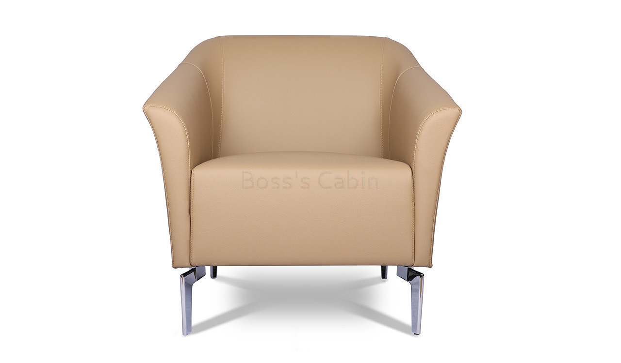 ‘Flower’ Armchair In Artificial Leather With Curved Armrests