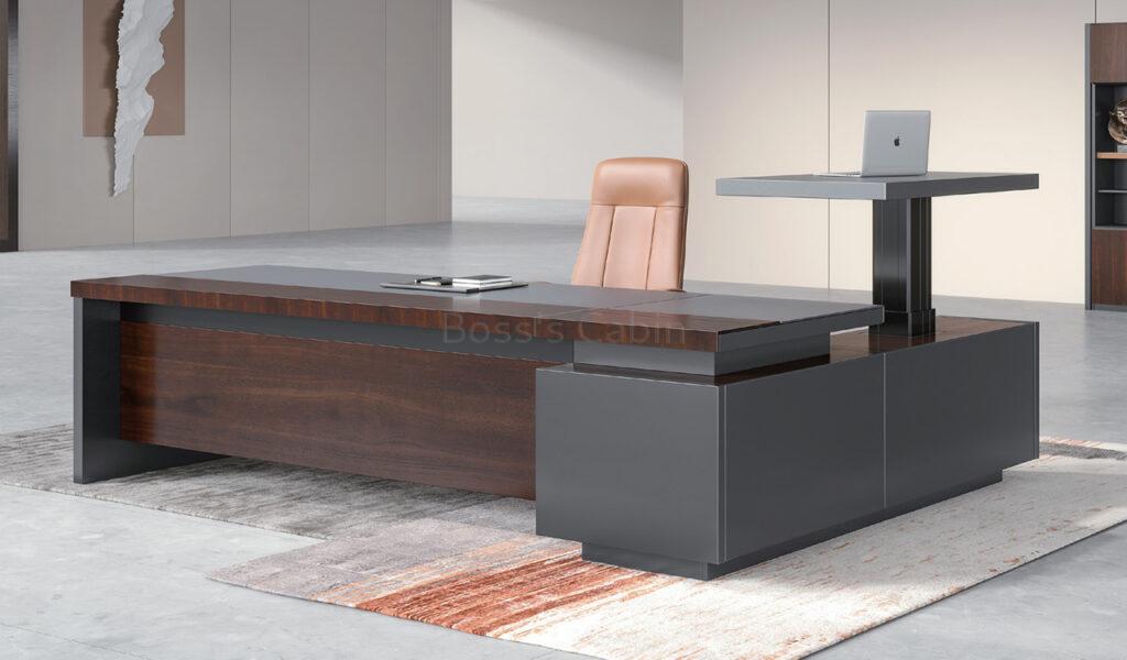 Larry 8 Feet Desk With Height Adjustable Side Desk : Boss'sCabin