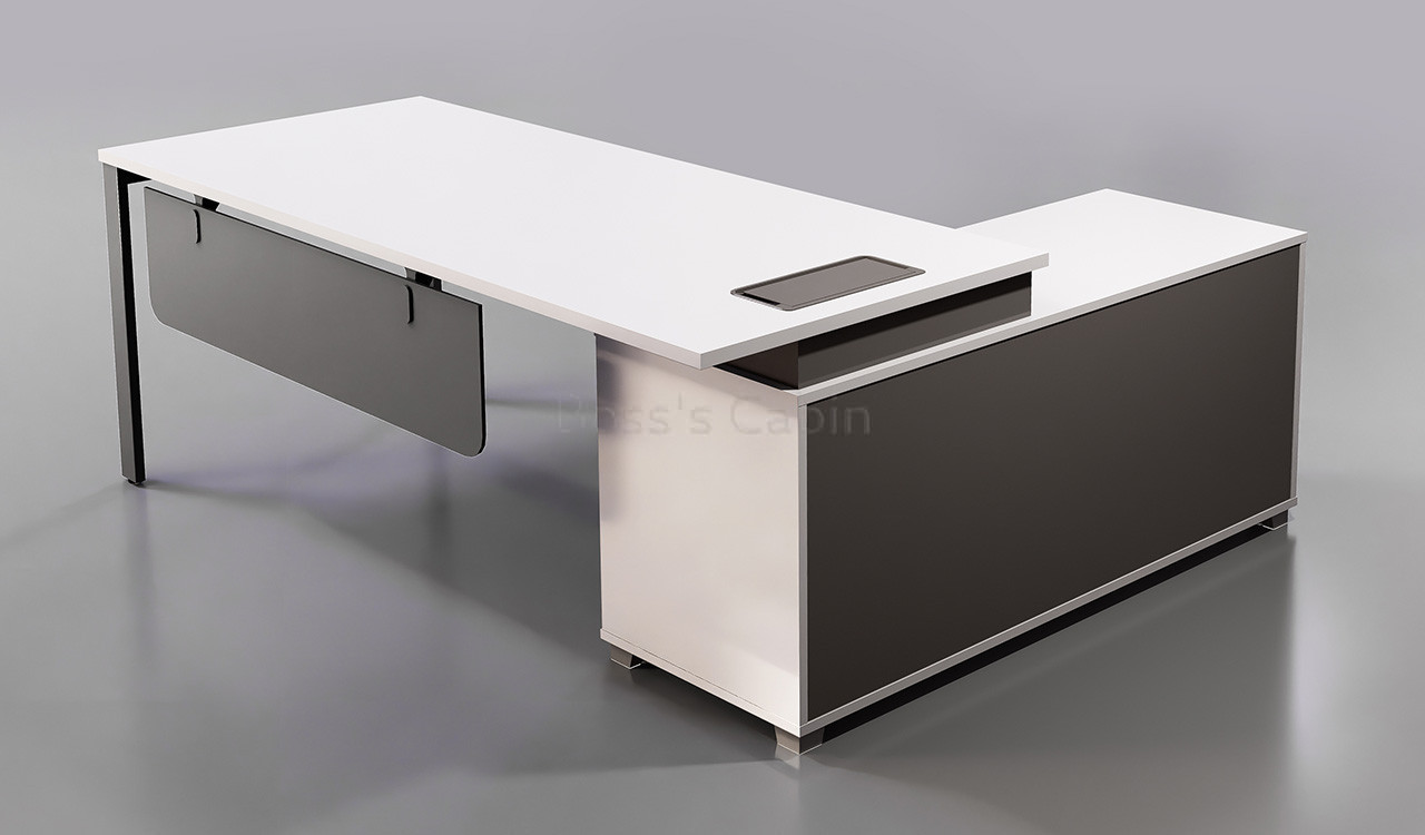 ‘Lido’ 6 Feet Office Table In Warm White and Gray Laminate Finish