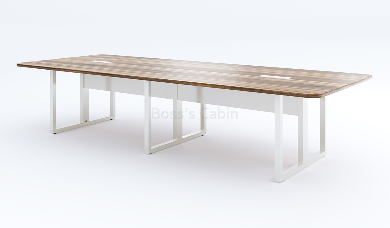 ‘Linz’ 12 Feet Meeting Table In Cass Walnut Laminate Finish