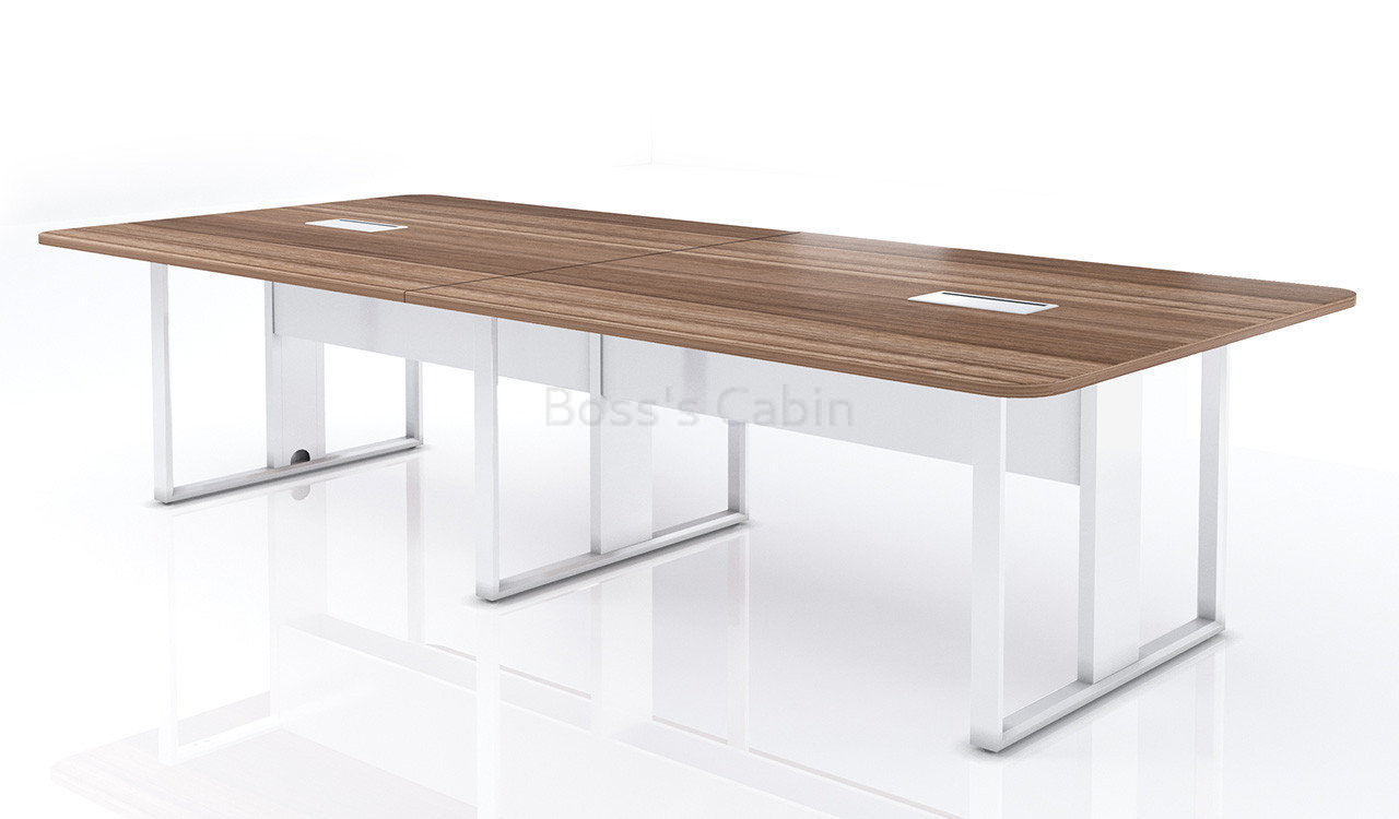 ‘Linz’ 9 Feet Meeting Table In Cass Walnut Laminate Finish