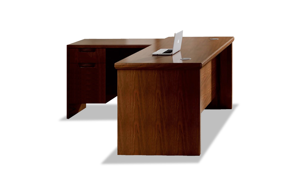‘Royale’ 5 Feet Office Desk With Side Return In Sapele Veneer