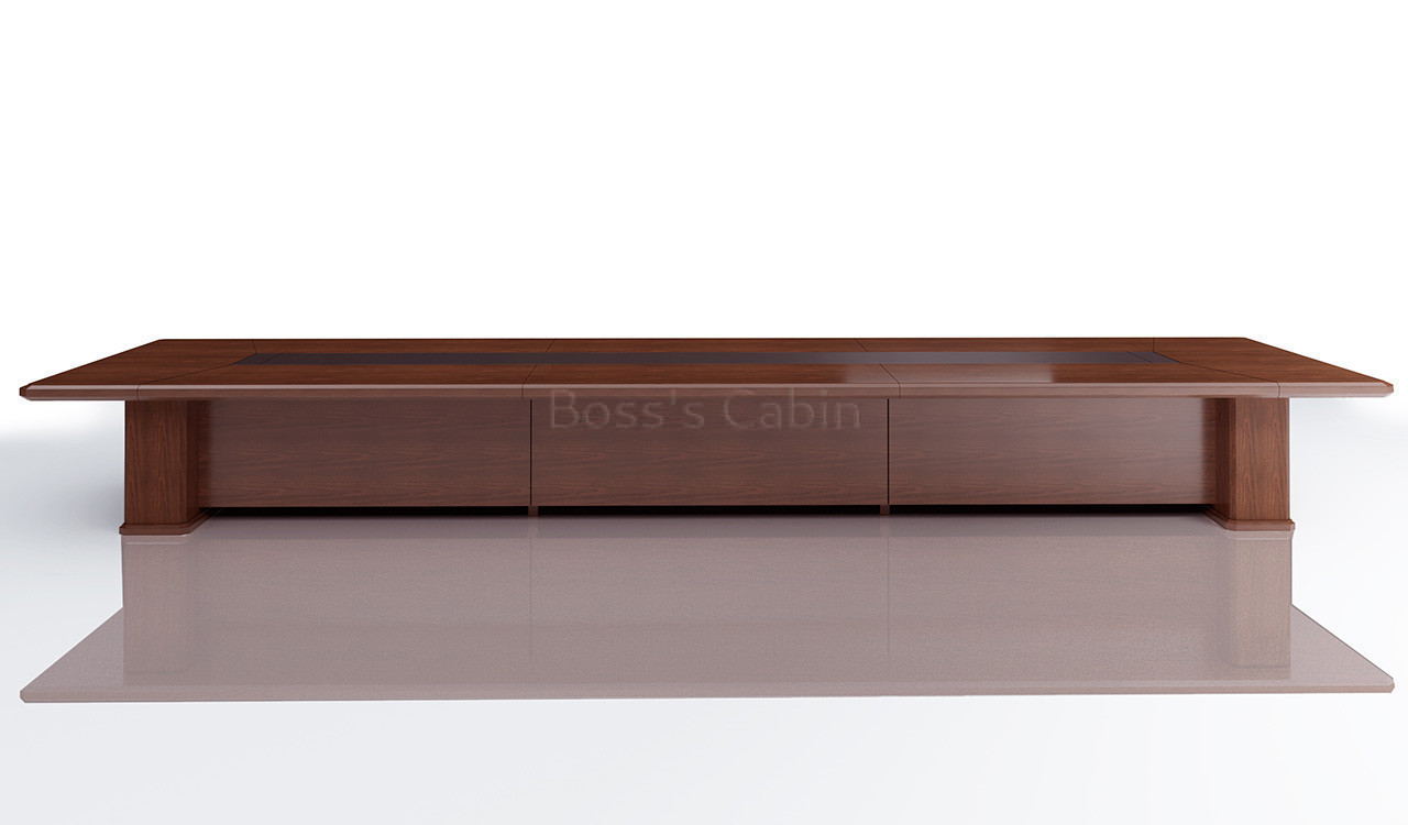 ‘Royale’ 22 Ft Boardroom Table With Wire Management In Sapele Veneer