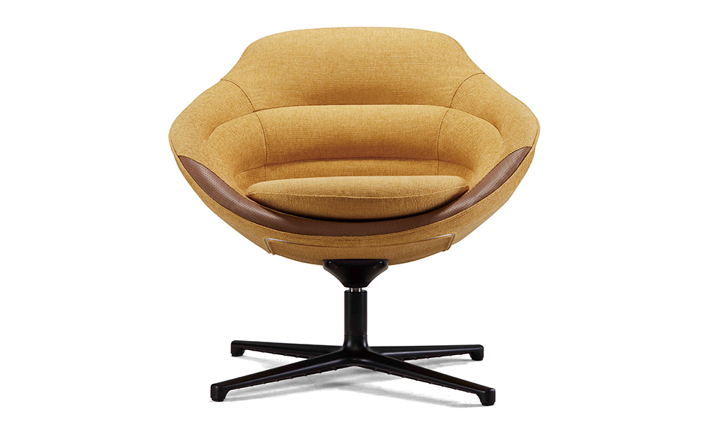 ‘Diva’ Revolving Lounge Chair In Yellow Fabric